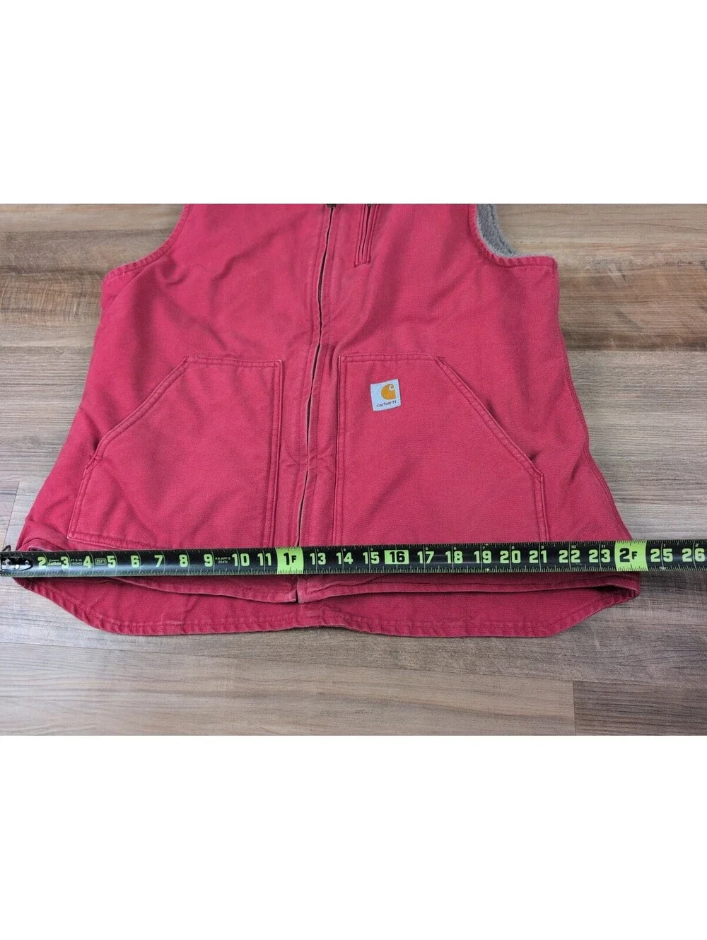 Vintage Carhartt Women’s WV001 624 Sherpa Lined Crabapple Pink Vest Size XL